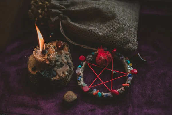 Pojęcie Pogańskiej Magii Voodoo Magiczna Ręcznie Robiona Lalka Witchcraft Lalką — Zdjęcie stockowe