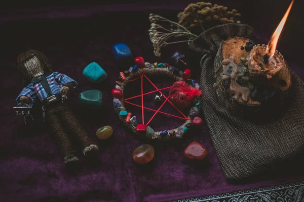 Het Concept Van Heidense Magie Voodoo Magische Handgemaakte Pop Witchcraft — Stockfoto