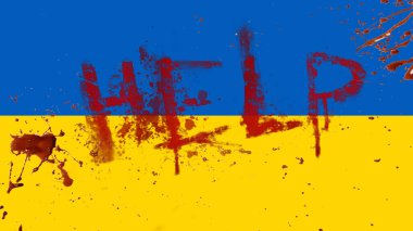 İllüzyon, Ukrayna ile Rusya Savaşı, Ukrayna bayrağı kanda, barış konsepti