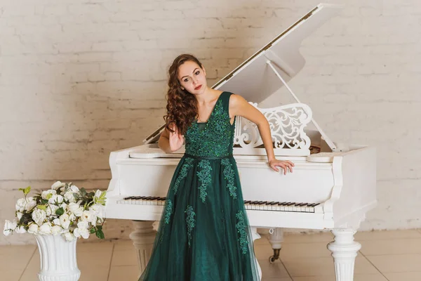 Akşam elbisesi konsepti, şık bir tarz. Gece elbiseli kadın. Hanımlar için kıyafetler, ilham.