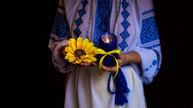 Pray for Ukraine, concept of peace, save the world, magical praying, esoteric  clipart