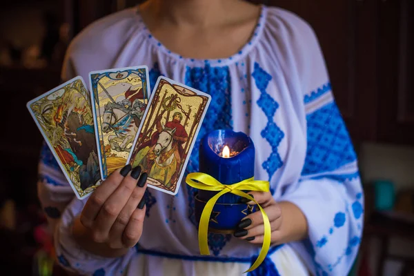 Pray Ukraine Concept Peace World Tarot Cards Telling Europe Kiev — Stock Photo, Image