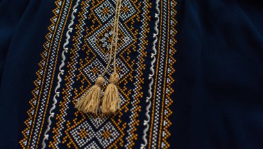 Ukrayna işlemeli elementler, etnik kıyafetler konsepti, moda ayrıntıları