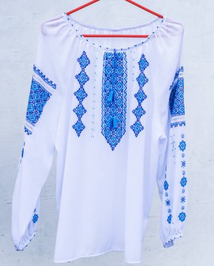 Ukrayna işlemeli elementler, etnik kıyafetler konsepti, moda ayrıntıları