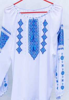 Ukrayna işlemeli elementler, etnik kıyafetler konsepti, moda ayrıntıları