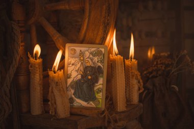  Tarot kartları, öngörü konsepti, eski Slav büyüsü. Avrupa, Kiev Ukrayna, 17 Mart: İllüstrasyon Editörü 