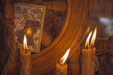  Tarot kartları, öngörü konsepti, eski Slav büyüsü. Avrupa, Kiev Ukrayna, 17 Mart: İllüstrasyon Editörü 
