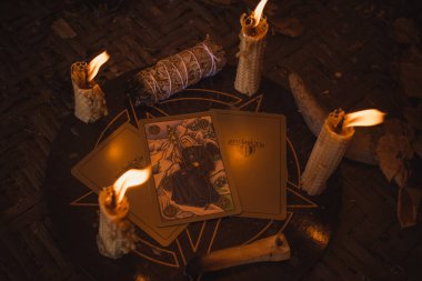  Tarot kartları, öngörü konsepti, eski Slav büyüsü. Avrupa, Kiev Ukrayna, 17 Mart: İllüstrasyon Editörü 