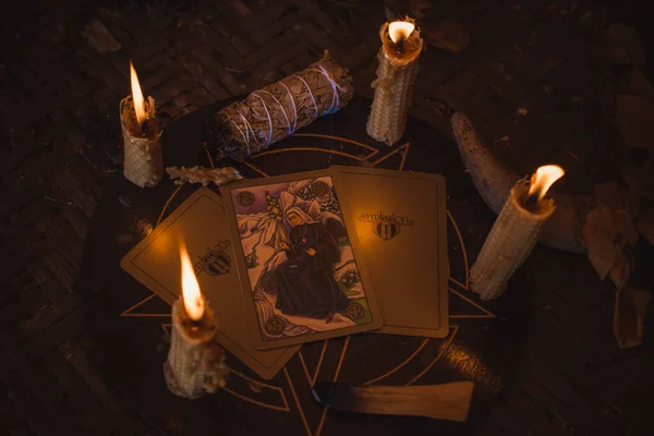 Tarot Cards Telling Concept Prediction Old Slavic Magic Europe Kiev — Stock Photo, Image