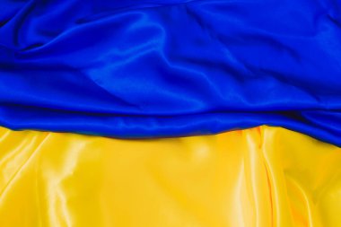 Sarı mavi kumaş kumaş kumaş, detay kavramı. Ukrayna bayrağı 