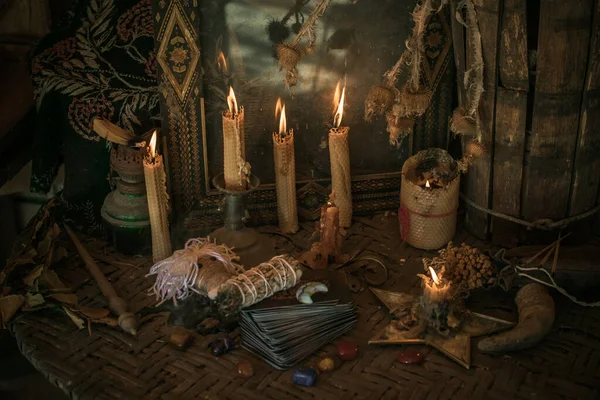 Μαγική Απεικόνιση Εσωτερική Έννοια Κεριά Για Καθαρή Σκοτεινή Ενέργεια Μαγεία — Φωτογραφία Αρχείου