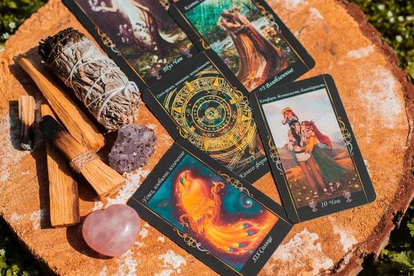 Scene Tarot Cards Concept Mystical Oracle Prediction Ukraine Kiev April — Foto de Stock