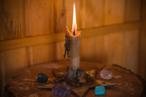 Magical Illustration Esoteric Concept Candles Clean Your Energy Reiki Gem — Foto Stock