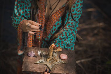 White magic, casting and cleansing aura with a power of nature from negative energy, love spell, old European magic for a love, fate, luck