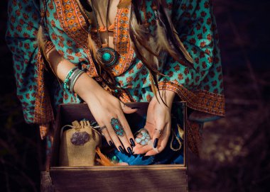 White magic, casting and cleansing aura with a power of nature from negative energy, love spell, old European magic for a love, fate, luck