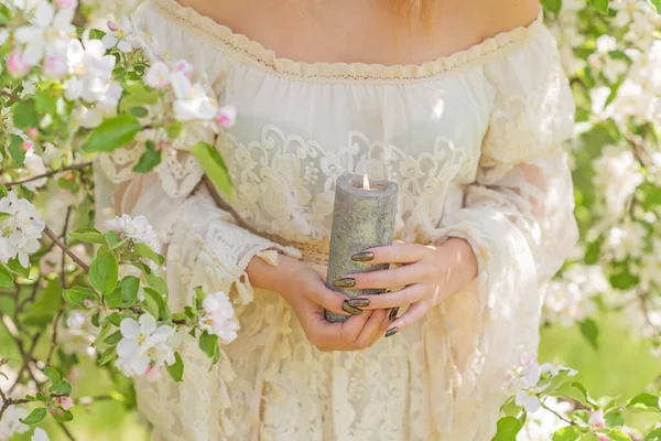 White Magic Clean Energy Reiki Concept Magical Attributes Herbs Flowers — стокове фото