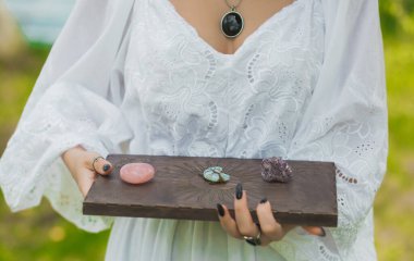 Magical attributes, woman take a ritual, modern magic, esoteric concept