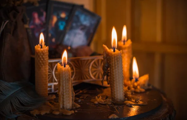 Conceito Esotérico Encantamento Previsão Futura Paganismo Poder Wicca Rito Altar — Fotografia de Stock
