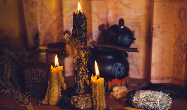 Concept Esoteric Incantation Future Predict Paganism Power Wicca Rite Altar — Stock Photo, Image