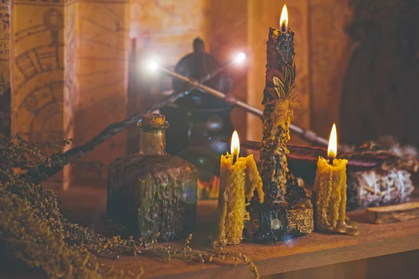 Conceito Esotérico Encantamento Previsão Futura Paganismo Poder Wicca Rito Altar — Fotografia de Stock
