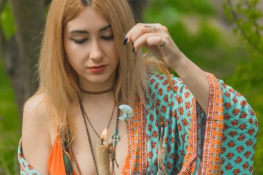 Healing energy concept, crystal's and candles, reiki session, bioenergy for mental health