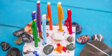  Energy healing, reiki session or chakra rituals with candles, wicca magic, new world, alternative medicine 