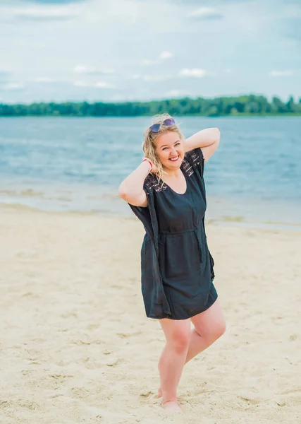 Nice Size Model Beach European Woman Casual Dress Big Size — Stockfoto