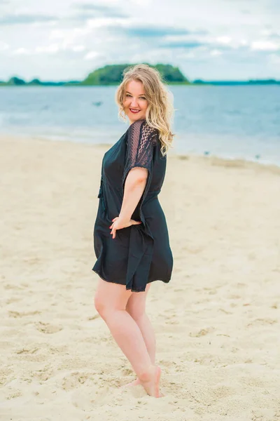 Nice Size Model Beach European Woman Casual Dress Big Size — Stock Photo, Image