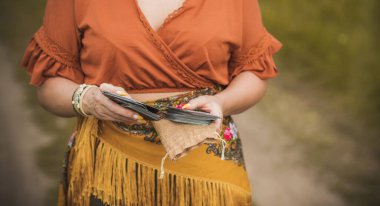 Concept of Gypsy, divination, predictions on tarot cards and other divine magic 