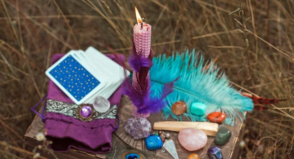 Magic Energy Witch Attributes Herbs Flowers Slavic Wicca Rituals Esoteric — Stock Fotó