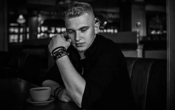 Young European Man Sad Philosophical Mood Concept Life Problems Depression — Stockfoto