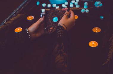 Magical attribute o modern witch, witchcraft concept. Spells and other rituals, wicca and pagan scene