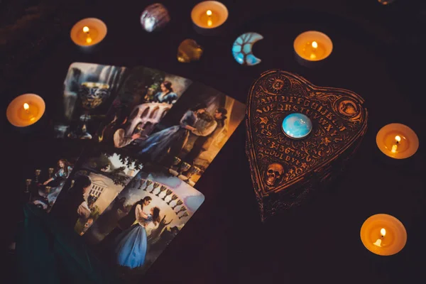 Magical Attribute Modern Witch Witchcraft Concept Tarot Cards Other Rituals — Stock Photo, Image