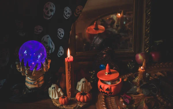 Roba Magica Halloween Arredamento Design Festa Dettagli Ravvicinati Concetto Celebrazione — Foto Stock