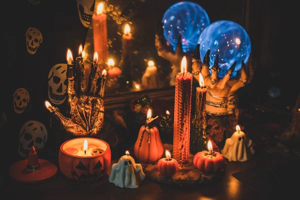 Des Choses Magiques Pour Halloween Décor Design Pour Fête Détails — Photo