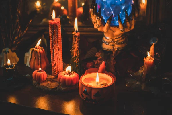 Magisch Materiaal Voor Halloween Decor Design Voor Feest Close Details — Stockfoto