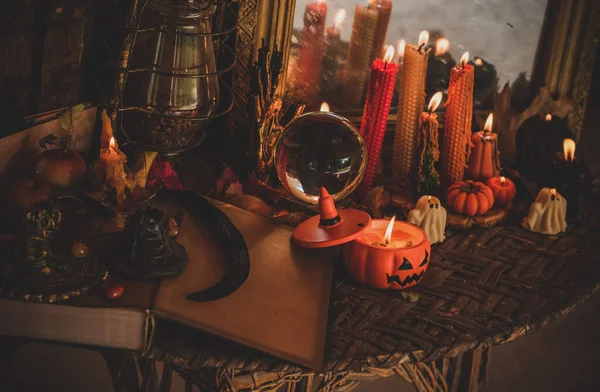 Des Choses Magiques Pour Halloween Décor Design Pour Fête Détails — Photo