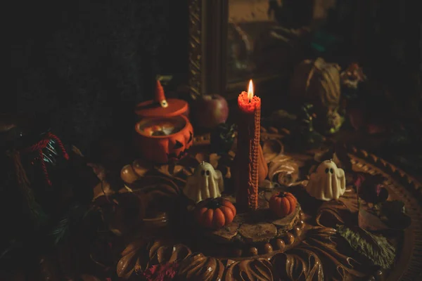 Cosas Mágicas Para Halloween Decoración Diseño Para Fiesta Detalles Cerca —  Fotos de Stock