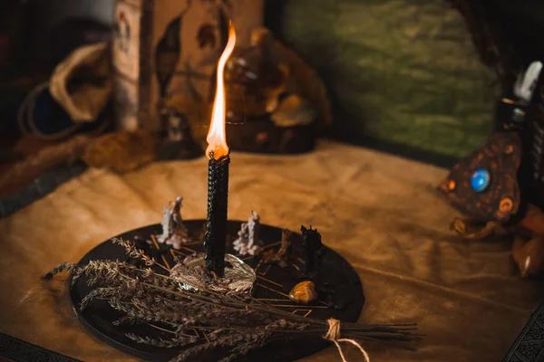 Queimaduras Vela Altar Velas Mágicas Aura Limpa Energia Negativa Conceito — Fotografia de Stock