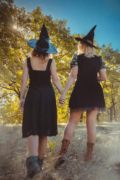 Halloween Idő Boszorkányok Mystical Erdő Október Hangulat Boszorkányság Koncepció Ötletek — Stock Fotó
