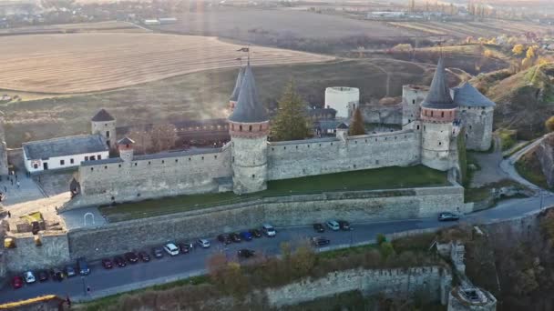 Vista Aérea Del Castillo Kamianets Podilskyi — Vídeo de stock