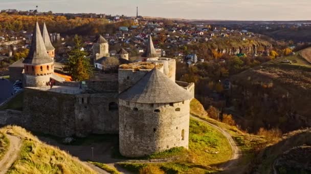 Aerial View Kamianets Podilskyi Castle — Stock Video