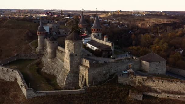 Vista Aérea Del Castillo Kamianets Podilskyi — Vídeo de stock