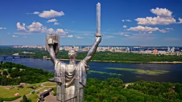 Aerial Drone Footage Motherland Monument Batkivschina Maty — Stock Video