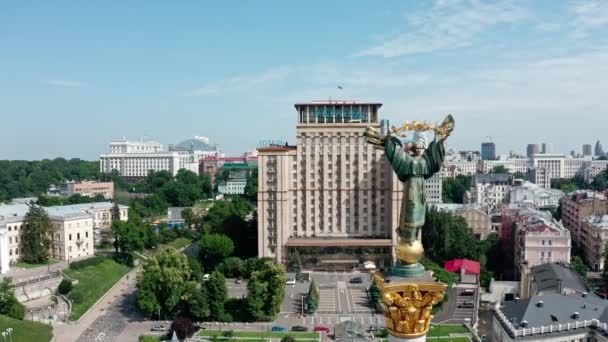 Imágenes Aéreas Del Monumento Independencia Maydan Nezalezhnosti Kiev — Vídeos de Stock