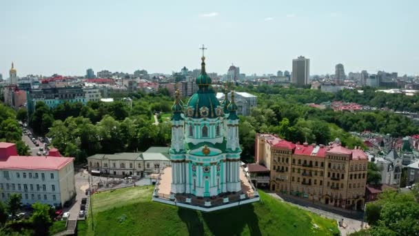 Vista Aérea Iglesia San Andrés Kiev Ucrania Video de stock libre de derechos