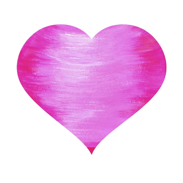 Corazón rosa brillante con textura aislada sobre fondo blanco. Ilustración en acuarela. Icono. Día de San Valentín. Amor. Para el diseño de tarjetas, invitaciones de boda. —  Fotos de Stock