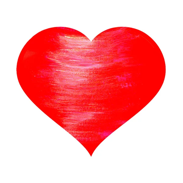 Corazón Rojo Brillante Con Textura Aislada Sobre Fondo Blanco Ilustración —  Fotos de Stock