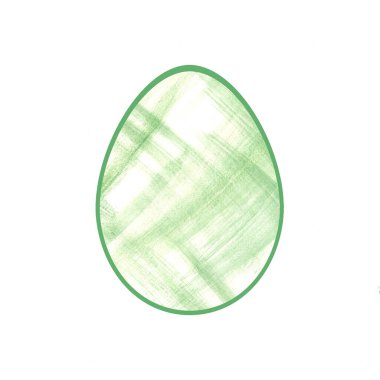 Soyut çizgili yeşil Paskalya yumurtası, suluboya fırça darbeleri, beyaz arka planda izole edilmiş. Simge. Tatil sembolü. Kartların ve etiketlerin tasarımı için.