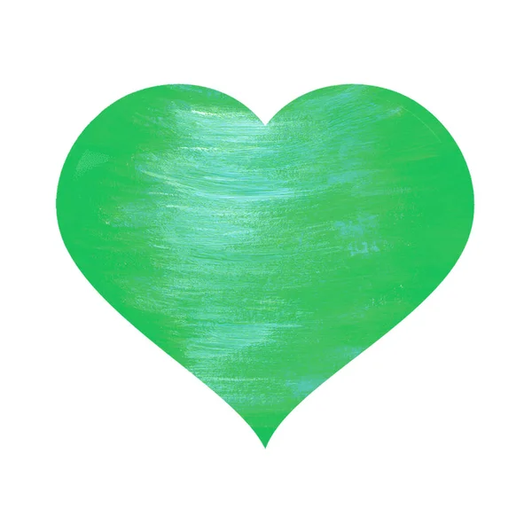 Green heart with abstract highlights isolated on white background. Watercolor illustration. Icon. Wedding, love, Valentines day. For the design of postcards. — стоковое фото